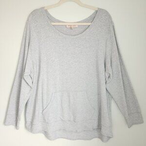 Philosophy Size 2X Light Grey Crewneck Sweatshirt With Front Kangaroo Pocket
